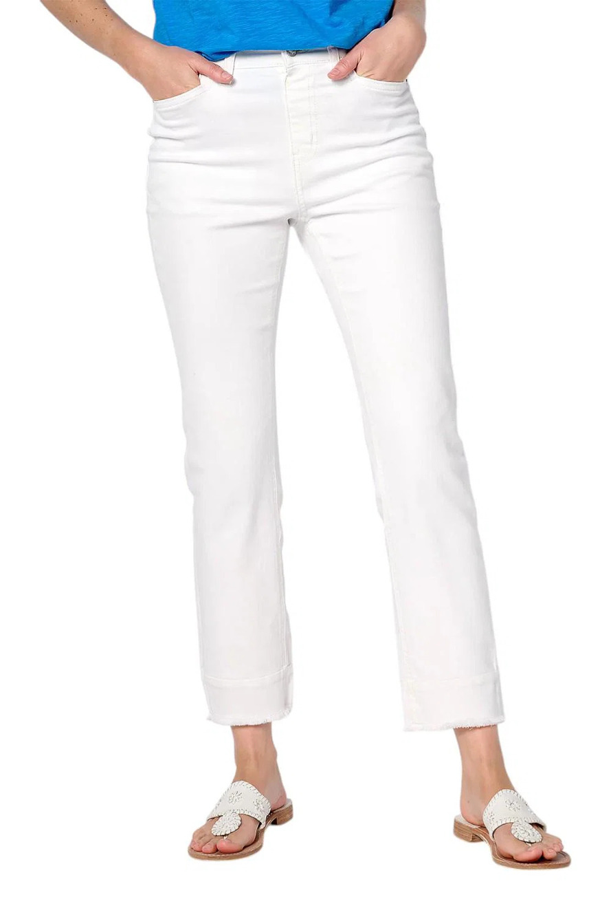 Denim & Co. Women's Easy Stretch Jean w/ Wide Hem White - Plus